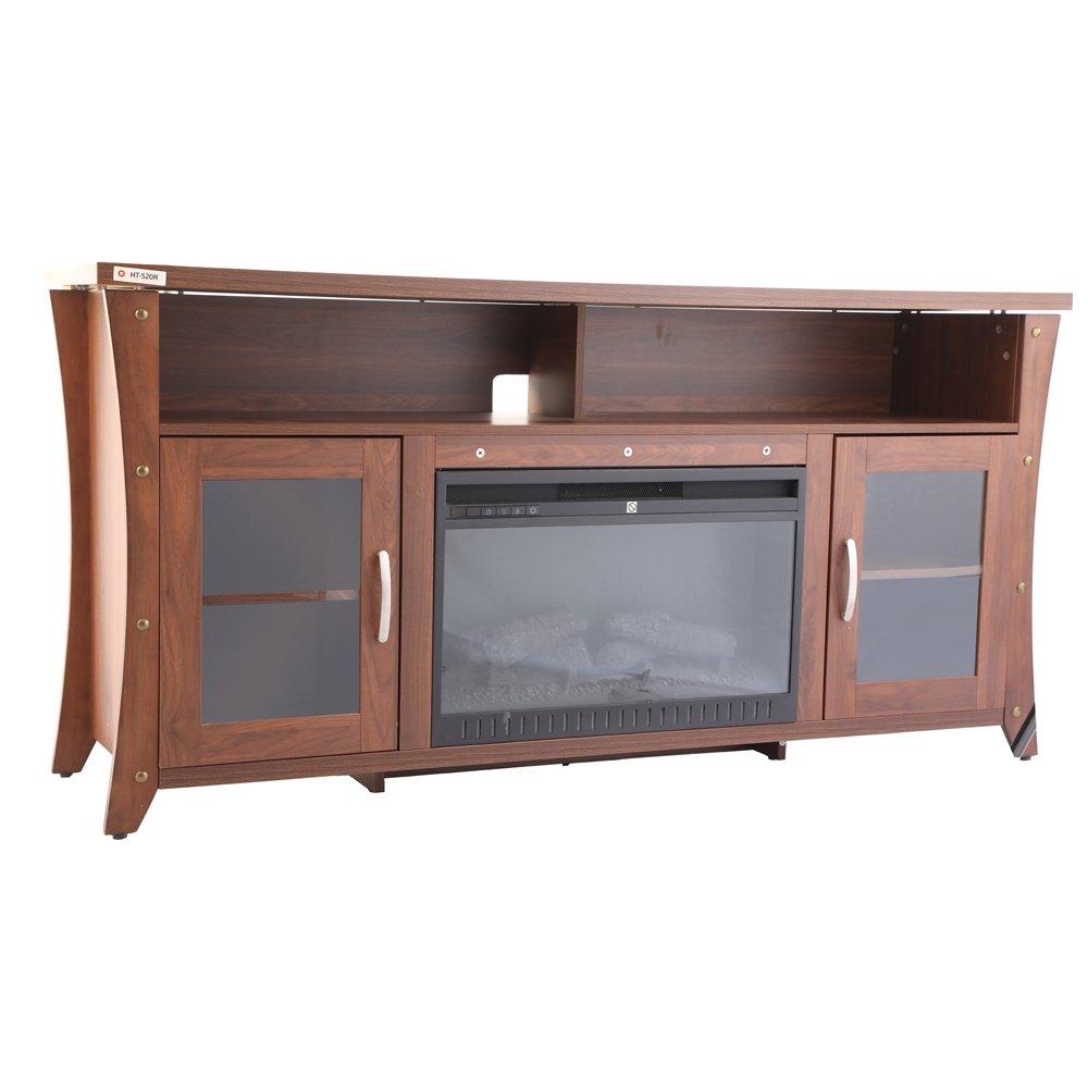 طاولة تلفزيون 80 بوصة مع مدفأة كهربائية من ونسا  - بني (A471-2)