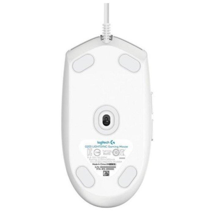 ماوس ألعاب سلكي جي203 من لوجيتيك، اضاءة متعددة الألوان لايت سينك ، 910-005797 - أبيض