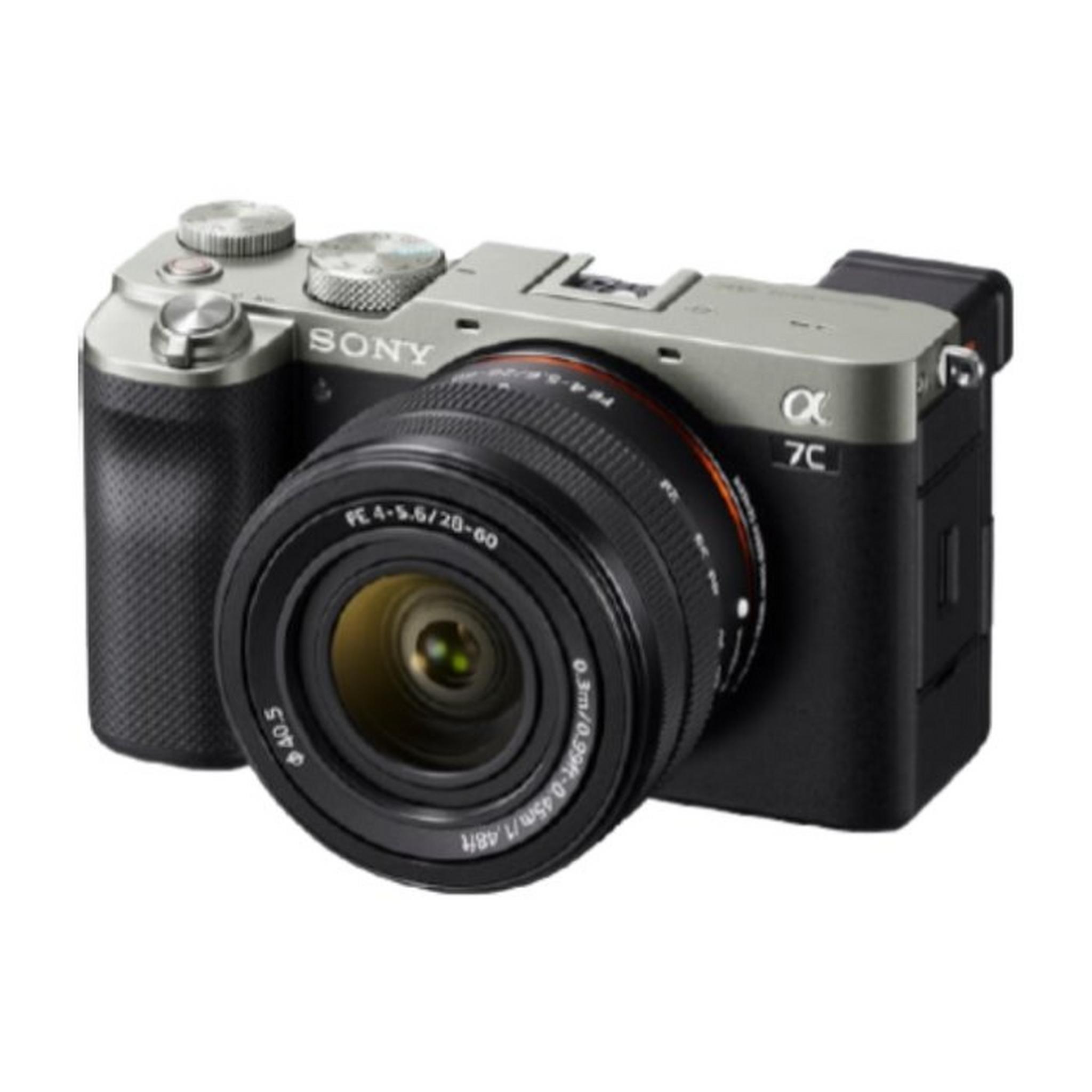 كاميرا ألفا 7C الصغيرة الحجم ذات الإطار الكامل بدون مرآة + عدسة FE مقاس 28-60 مم F4-5.6 - فضي