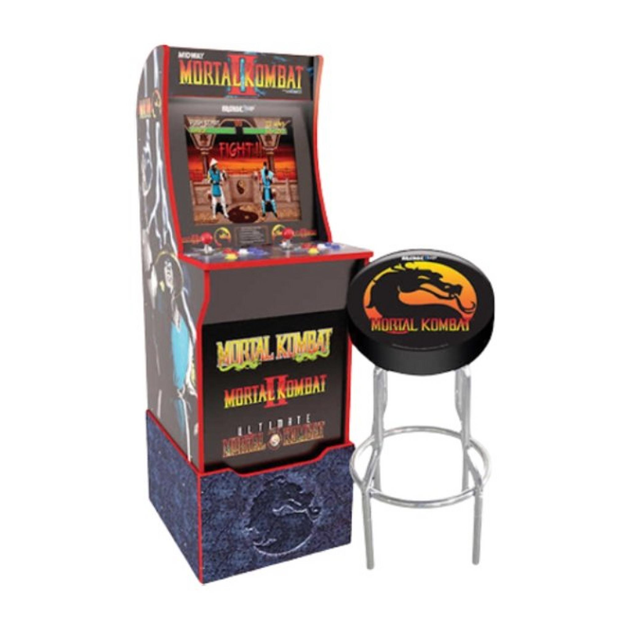 Arcade1Up Mortal Kombat Arcade Cabinet Light-Up Marquee, Stool and Riser