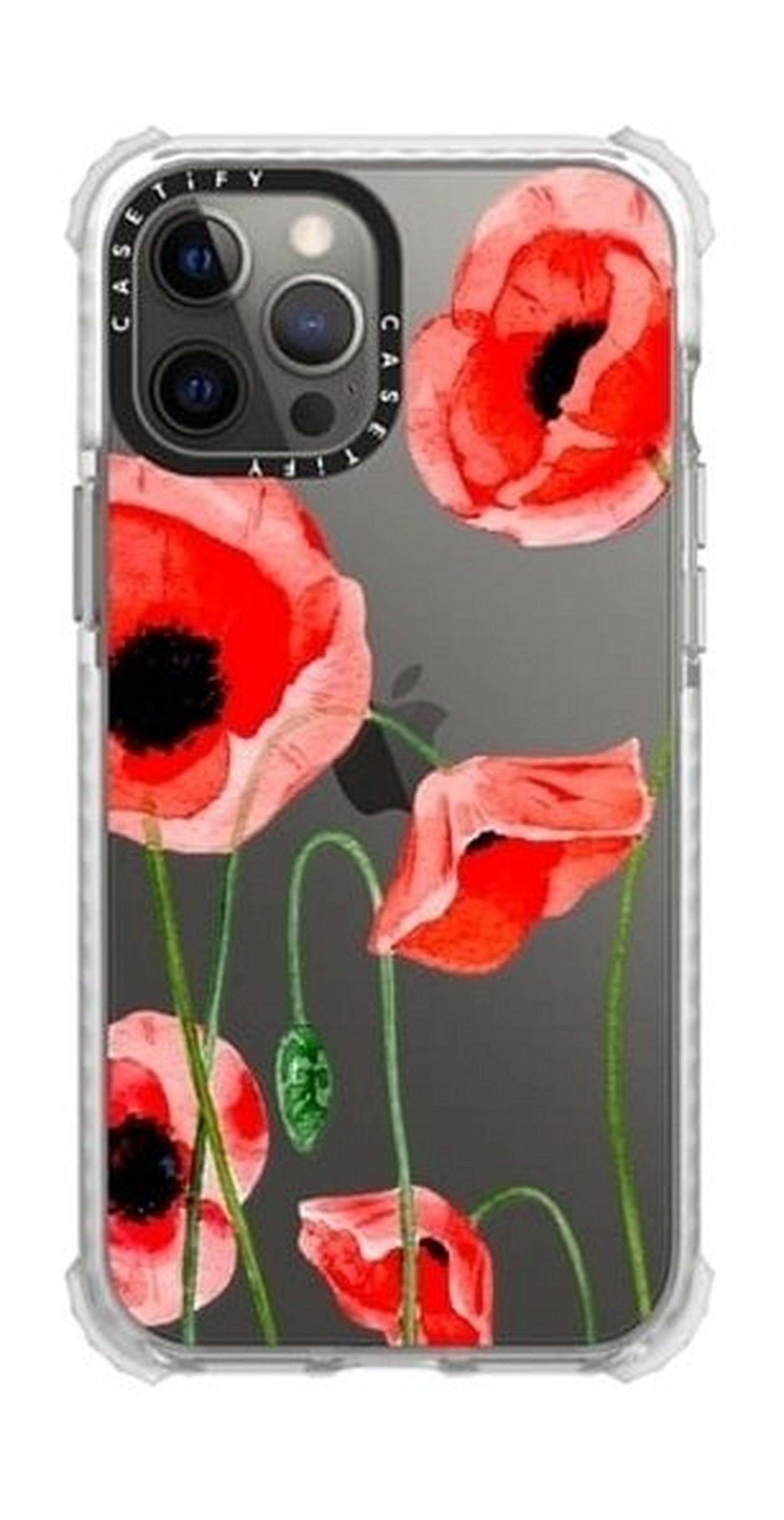 Casetify Red Poppies iPhone 12 Pro Back Case - Clear