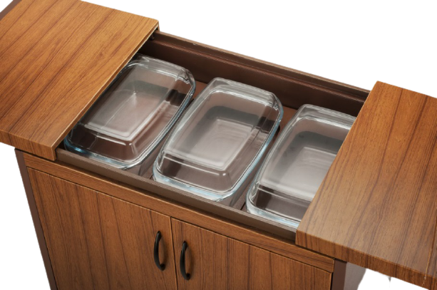 عربة تدفئة الطعام من ونسا، سعة 3 أطباق، 360 واط، 3DTSLLB - خشب