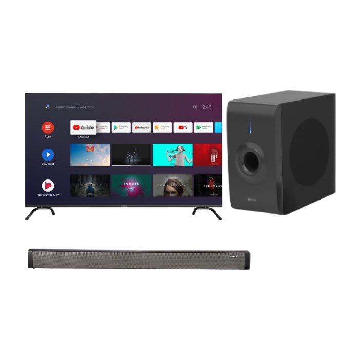 Wansa Subwoofer 30W (LY-S218W) + Wansa Soundbar 30W (LY-S218W) +  Wansa TV 58-inch UHD Smart LED (WUD58JOA63S)