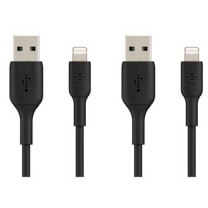 Buy Belkin 1m usb-a to lightning cable, dual pack - black in Kuwait