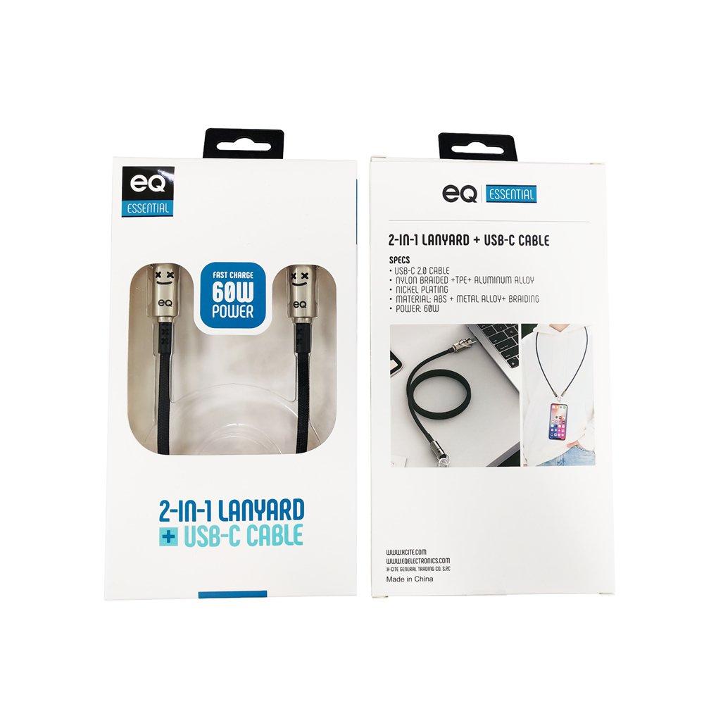 EQ USB-C to USB-C 60W 0.3m Cable - Black