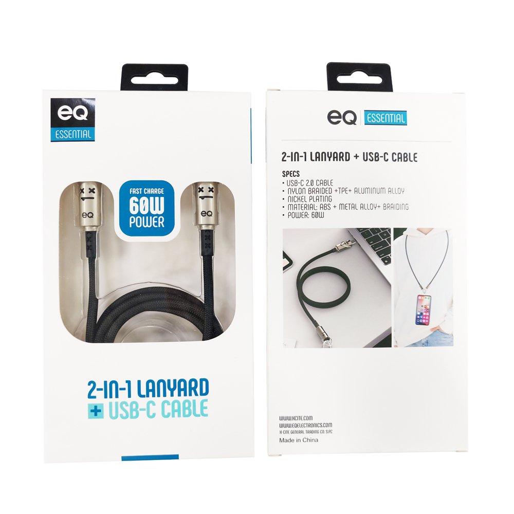 EQ USB-C to USB-C 60W 1.2m Cable - Black