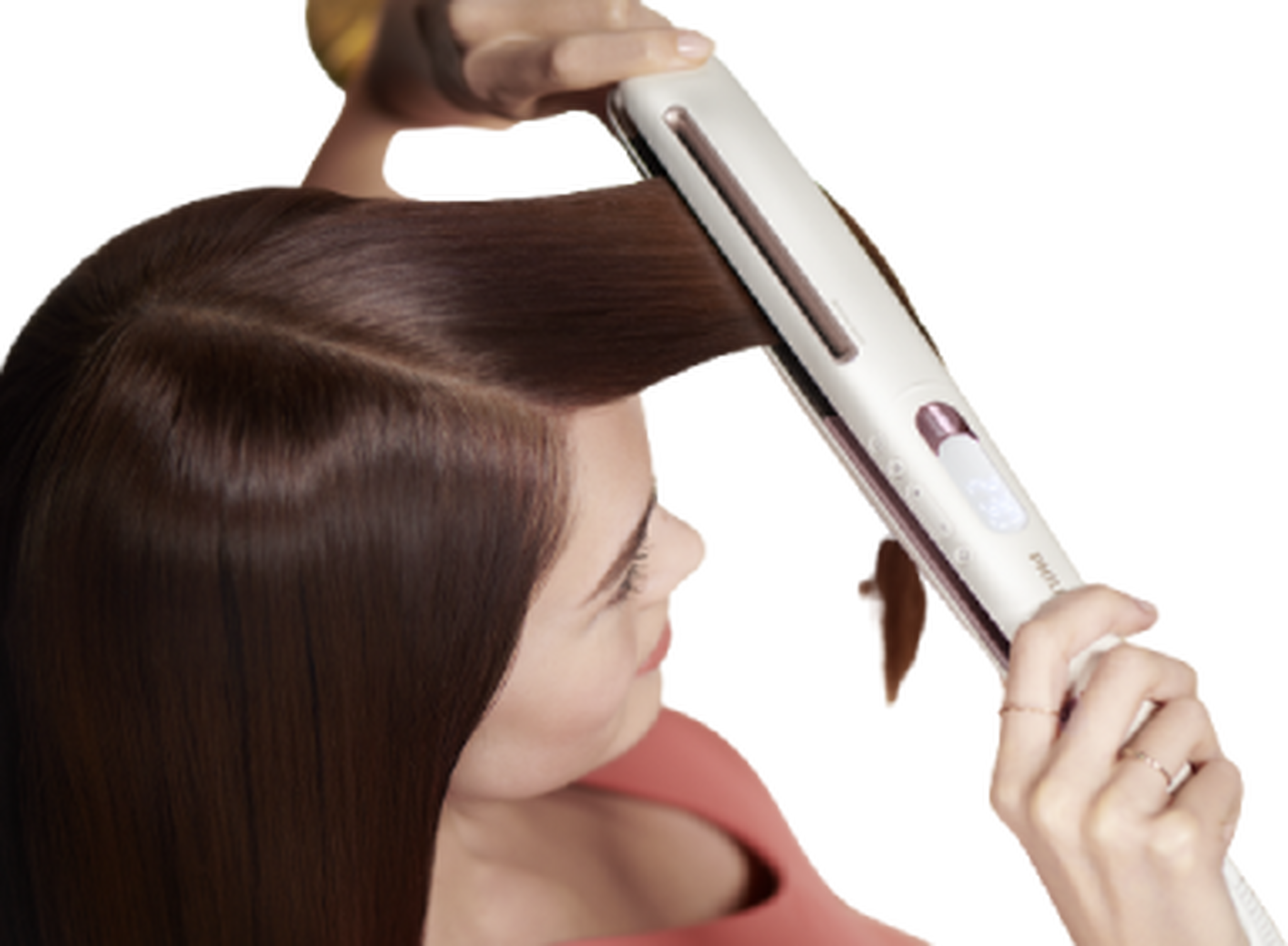 مملس الشعر بريستيج من فيليبس بنظام تيترا أيونيك، 14 إعداد لدرجة الحرارة حتى 230 درجة مئوية، BHS830/03 - أبيض