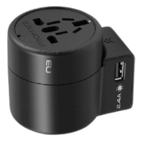 Promate Twist 2-USB AC Travel Adapter - Black