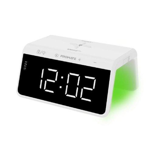 Promate Timebridge-Qi 10W Alarm Clock W/Light - White