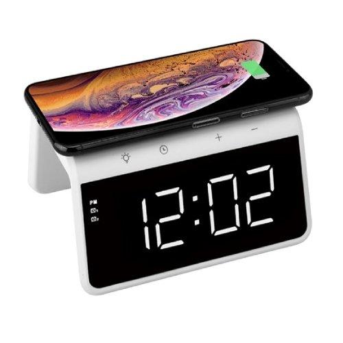 Promate Timebridge-Qi 10W Alarm Clock W/Light - White
