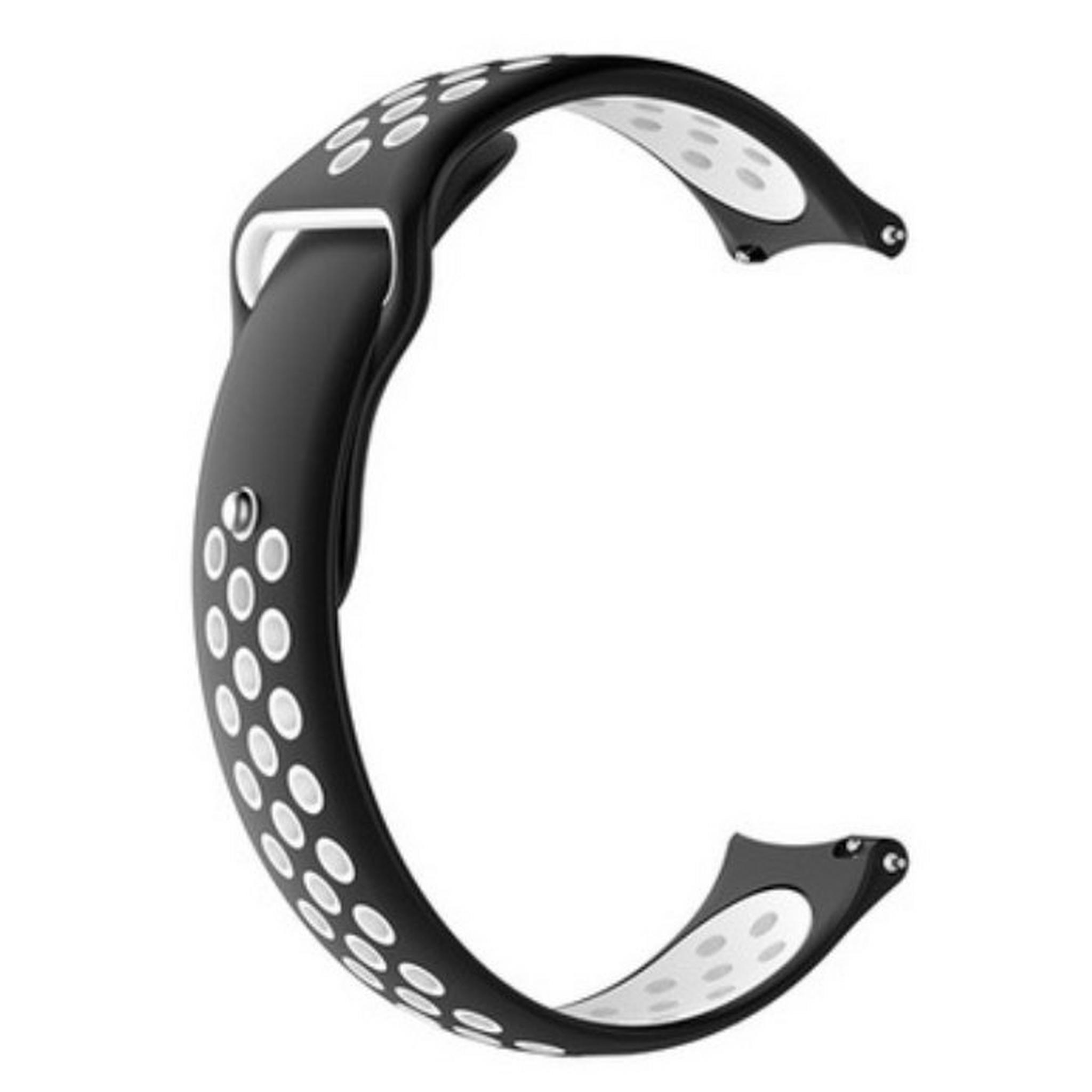EQ 22mm Silicone Watch Band - Black/White