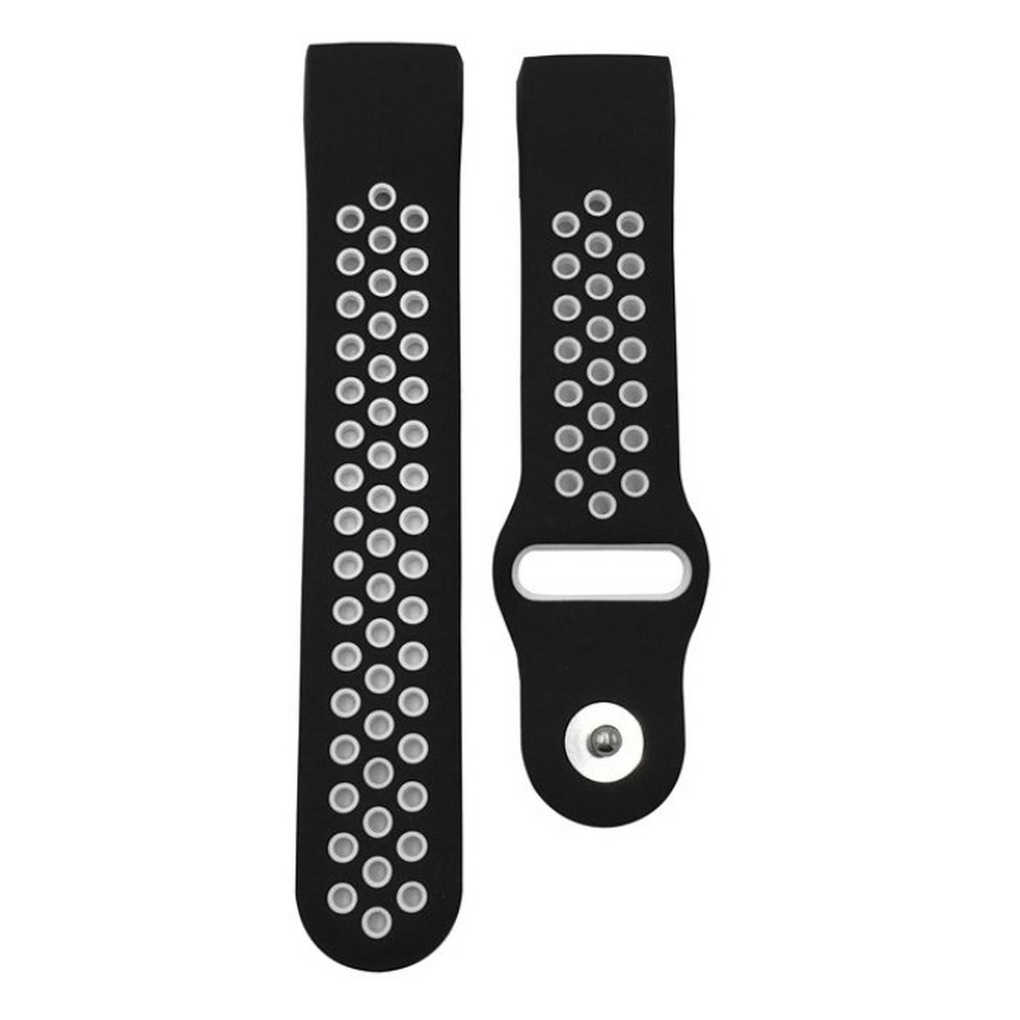 EQ 22mm Silicone Watch Band - Black/White