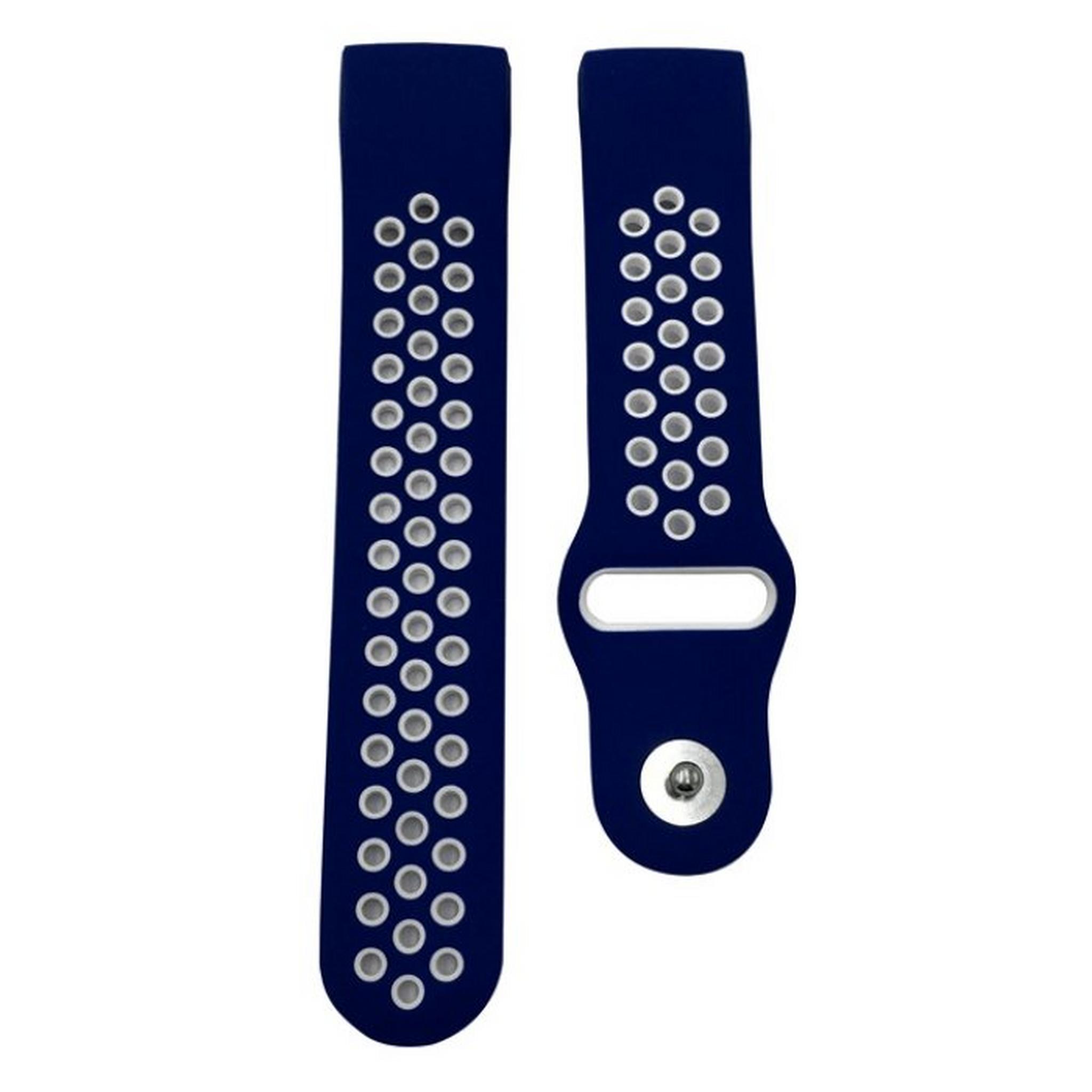 EQ 22mm Silicone Watch Band - Blue/White