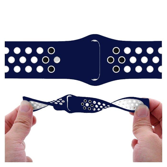 حزام الساعة من السيليكون مقاس 20 مم من اي كيو - ازرق/ابيض