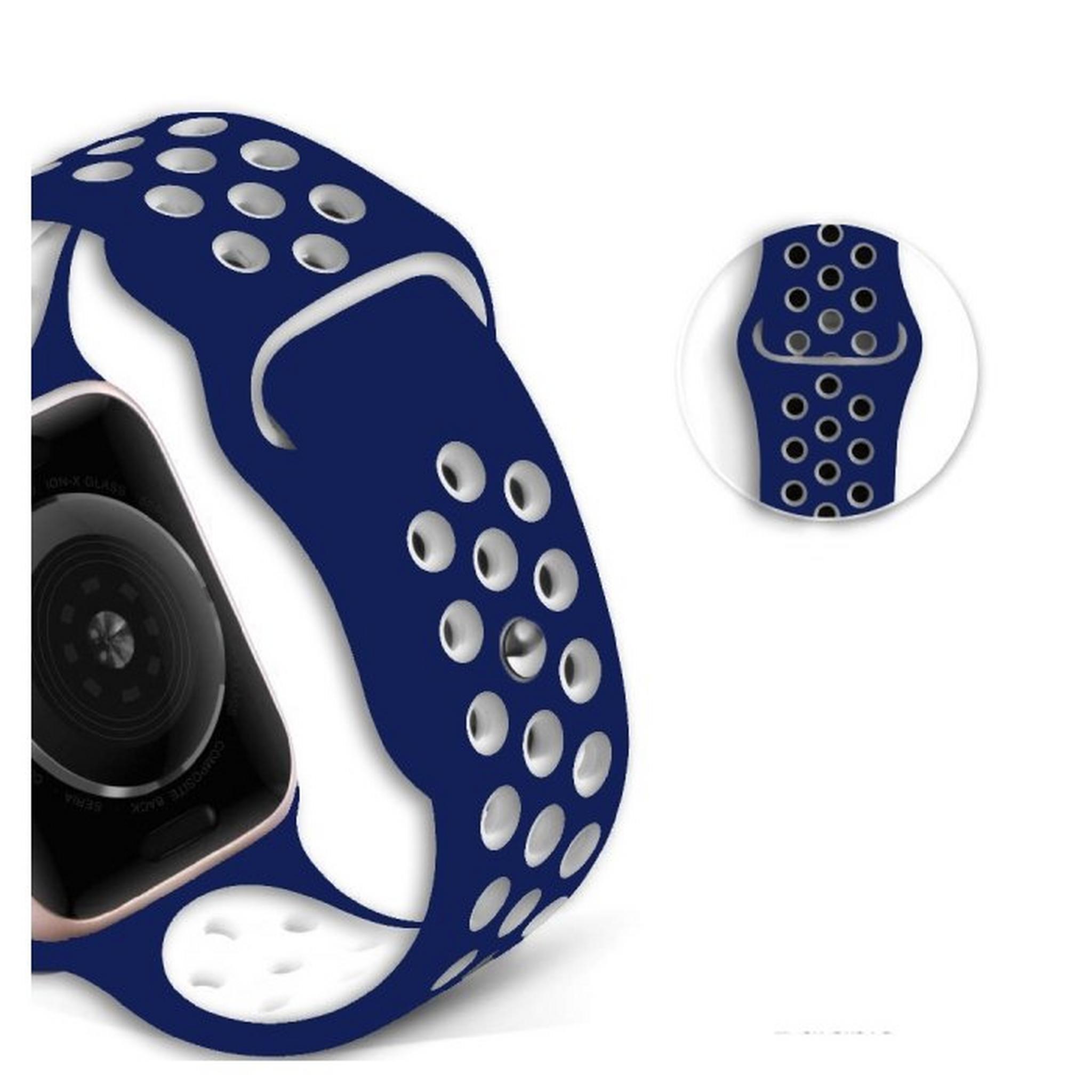 EQ 22mm Silicone Watch Band - Blue/White