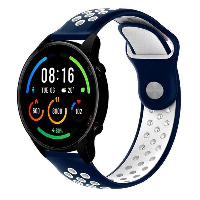 حزام الساعة من السيليكون مقاس 20 مم من اي كيو - ازرق/ابيض