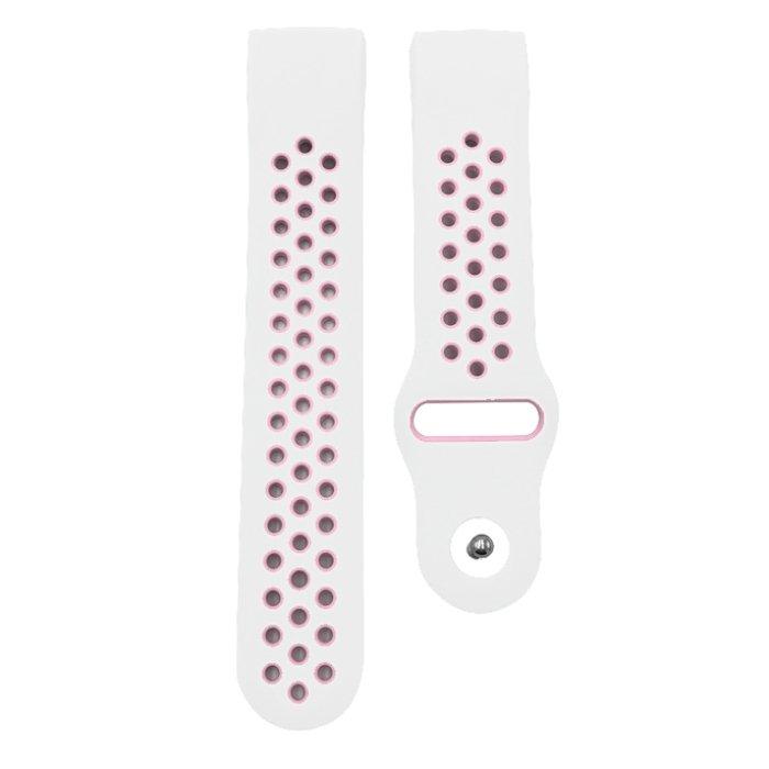 حزام الساعة من السيليكون مقاس 20 مم من اي كيو - ابيض/وردي