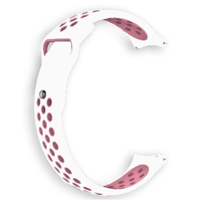 حزام الساعة من السيليكون مقاس 20 مم من اي كيو - ابيض/وردي