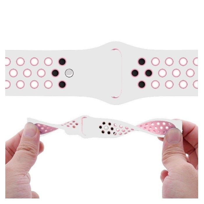 حزام الساعة من السيليكون مقاس 20 مم من اي كيو - ابيض/وردي