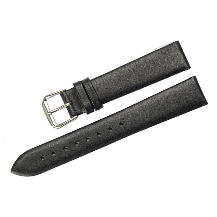 EQ 22mm Pin Leather Watch Band - Black