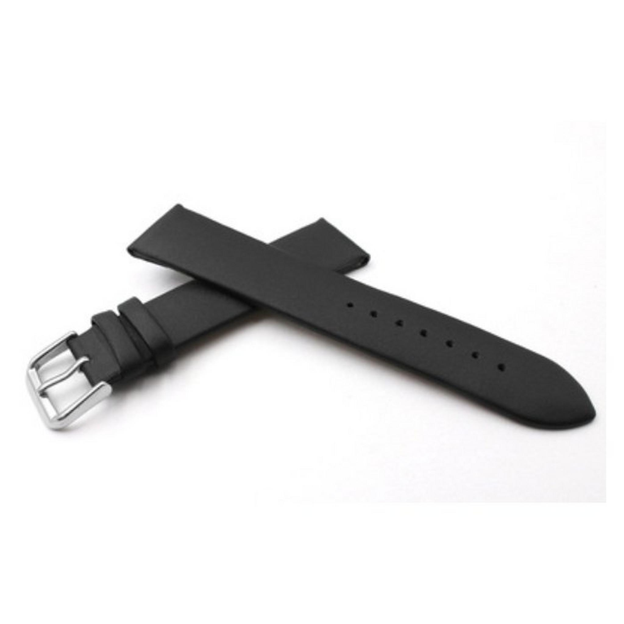 EQ 22mm Pin Leather Watch Band - Black