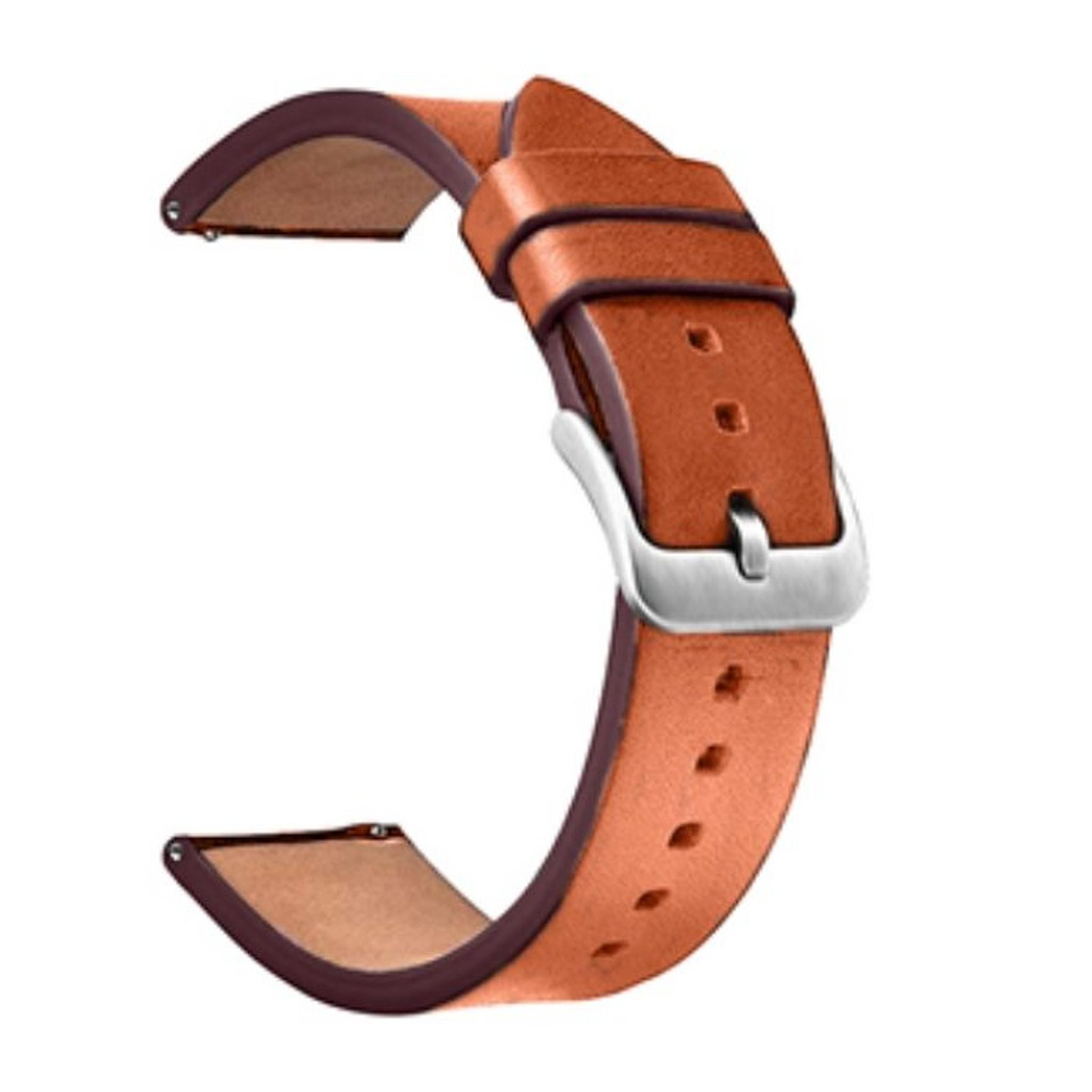 EQ 22mm Pin Leather Watch Band - Brown