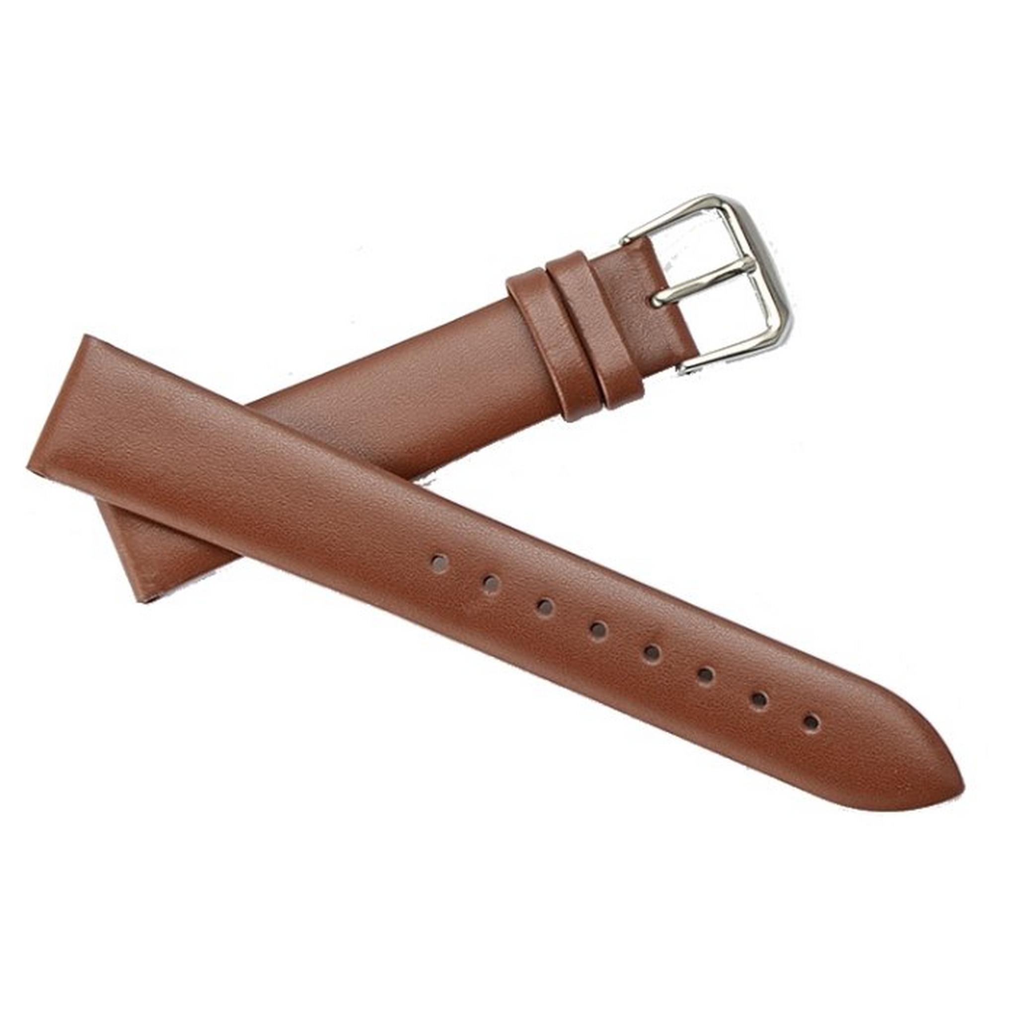 EQ 22mm Pin Leather Watch Band - Brown