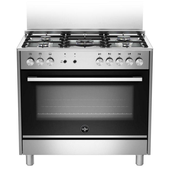 Lagermania 90x60 cm 5-Burner Floor Standing Gas Cooker (TUS95C81CX) + Lagermania 90cm Undercabinet Cooker Hood - Stainless Steel (K90TUSX/19)