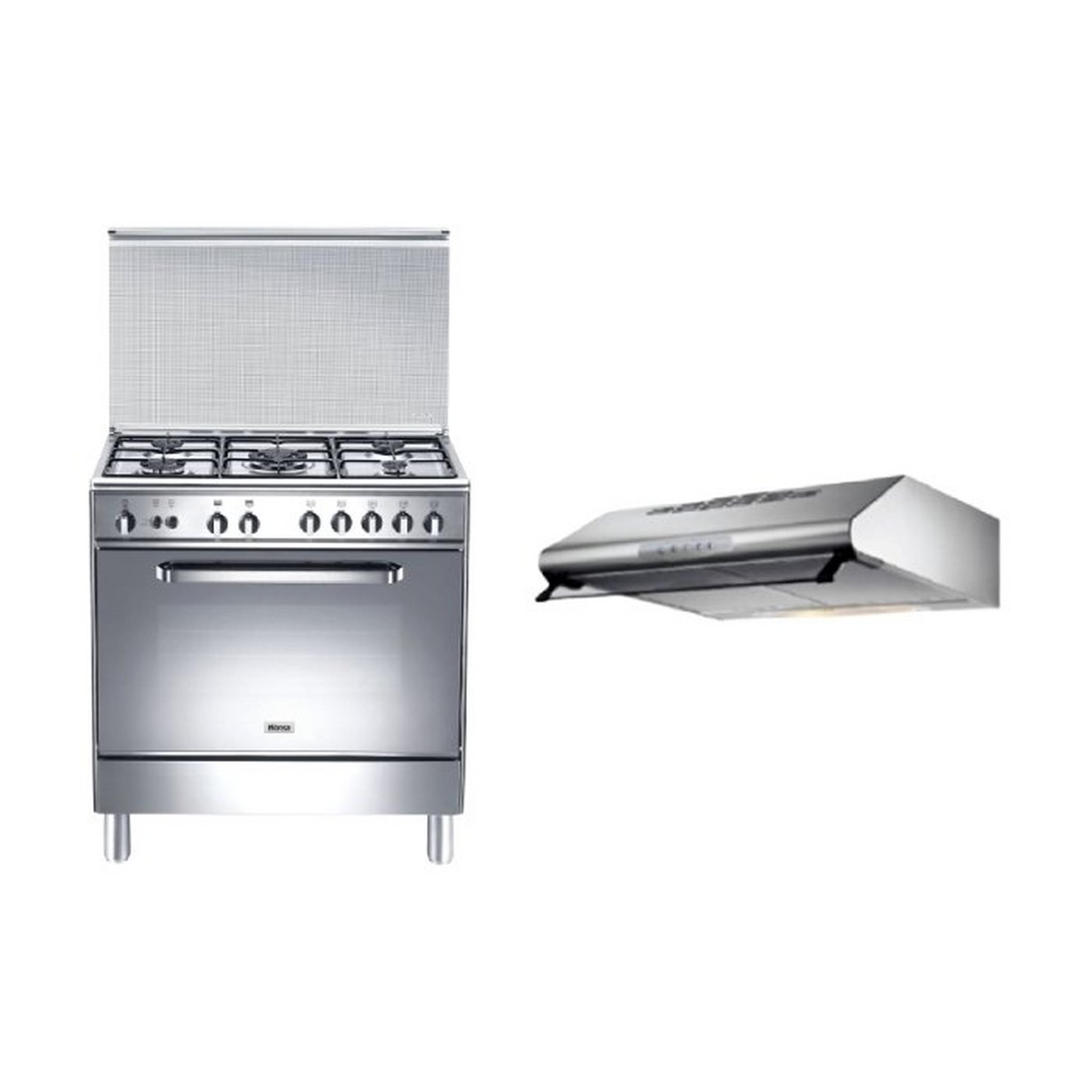 Wansa 80x50 cm 5-Burner Floor Standing Gas Cooker (WC18502114X) + Lagermania 80cm Under-Cabinet Cooker Hood