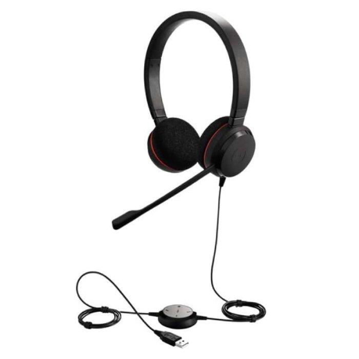 Jabra Evolve 20 On Ear Noise Cancellation Wired Headset - Black