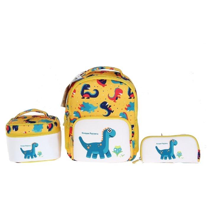 EQ Kids 3 in 1 Dino Backpack Set - Yellow (Large)