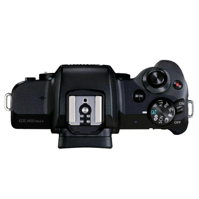 كاميرا كانون اي او اس ام 50 مارك || بدون مرآه مع عدسة 15-45 ملم - أسود
