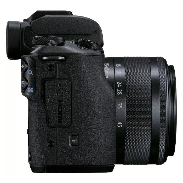 كاميرا كانون اي او اس ام 50 مارك || بدون مرآه مع عدسة 15-45 ملم - أسود