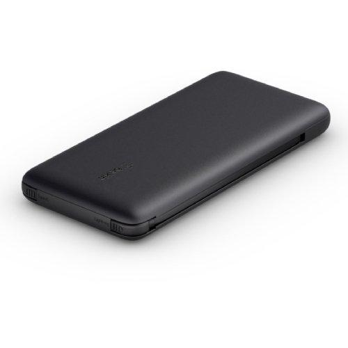 Belkin 10000mAh Power Bank with Integrated USB-C + Lightning Cables - Black