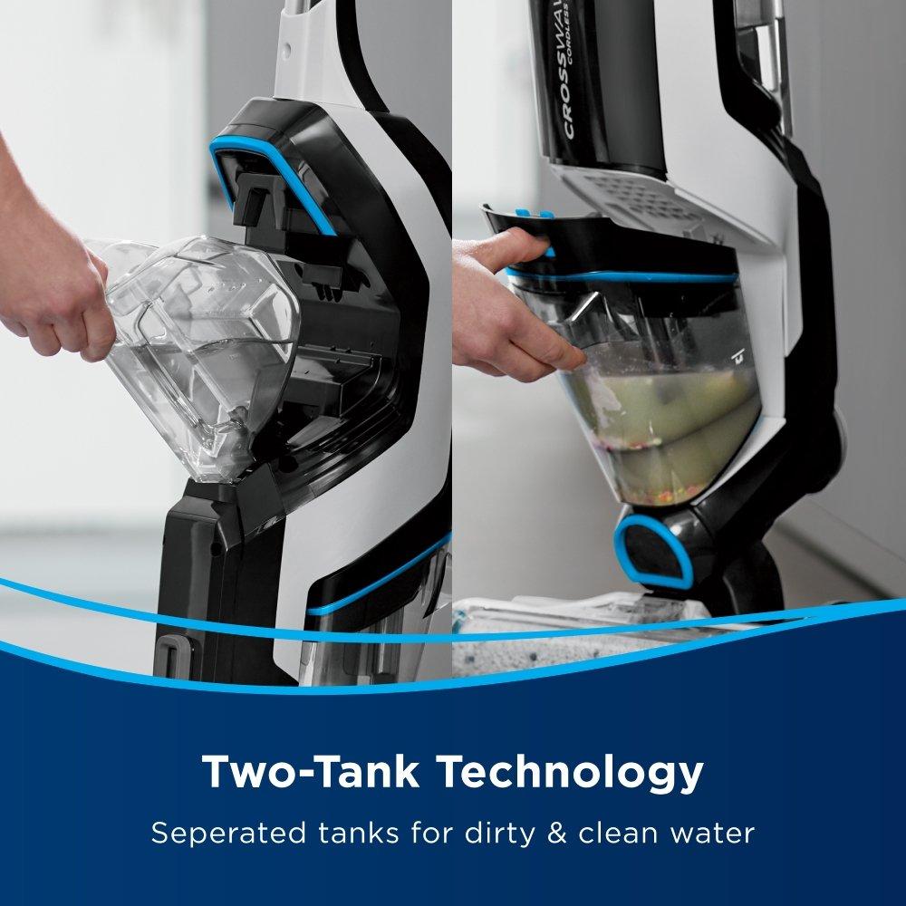 مكنسة وممسحة كهربائيةكروس ويف ماكس 3 في 1 لاسلكية للاسطح الرطبة والجافة من بيسيل، قدرة 250 واط، سعة 828 لتر، 2767E - أسود