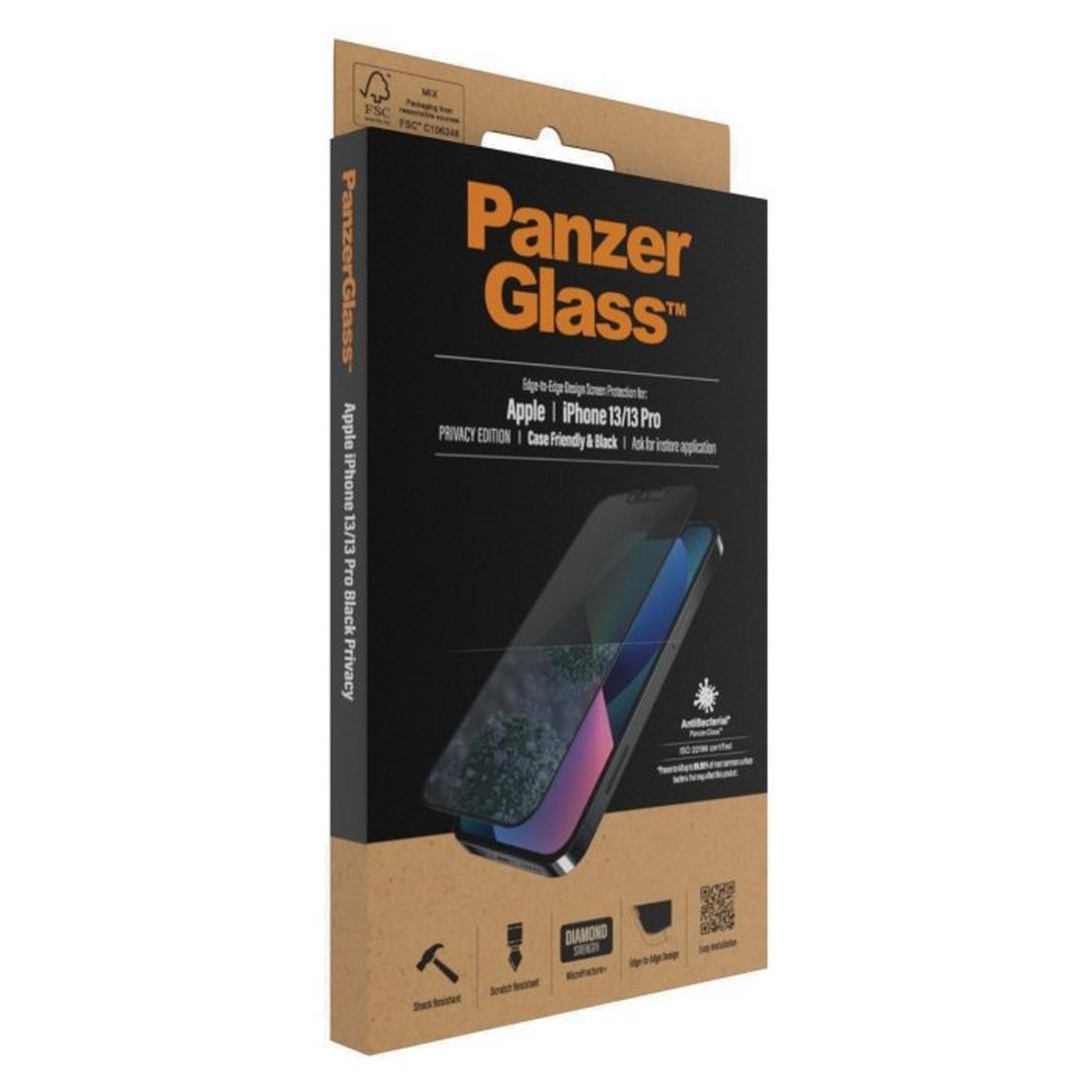واقي الشاشة الزجاجي لهاتف ايفون 13 برو من بانزر - شفاف