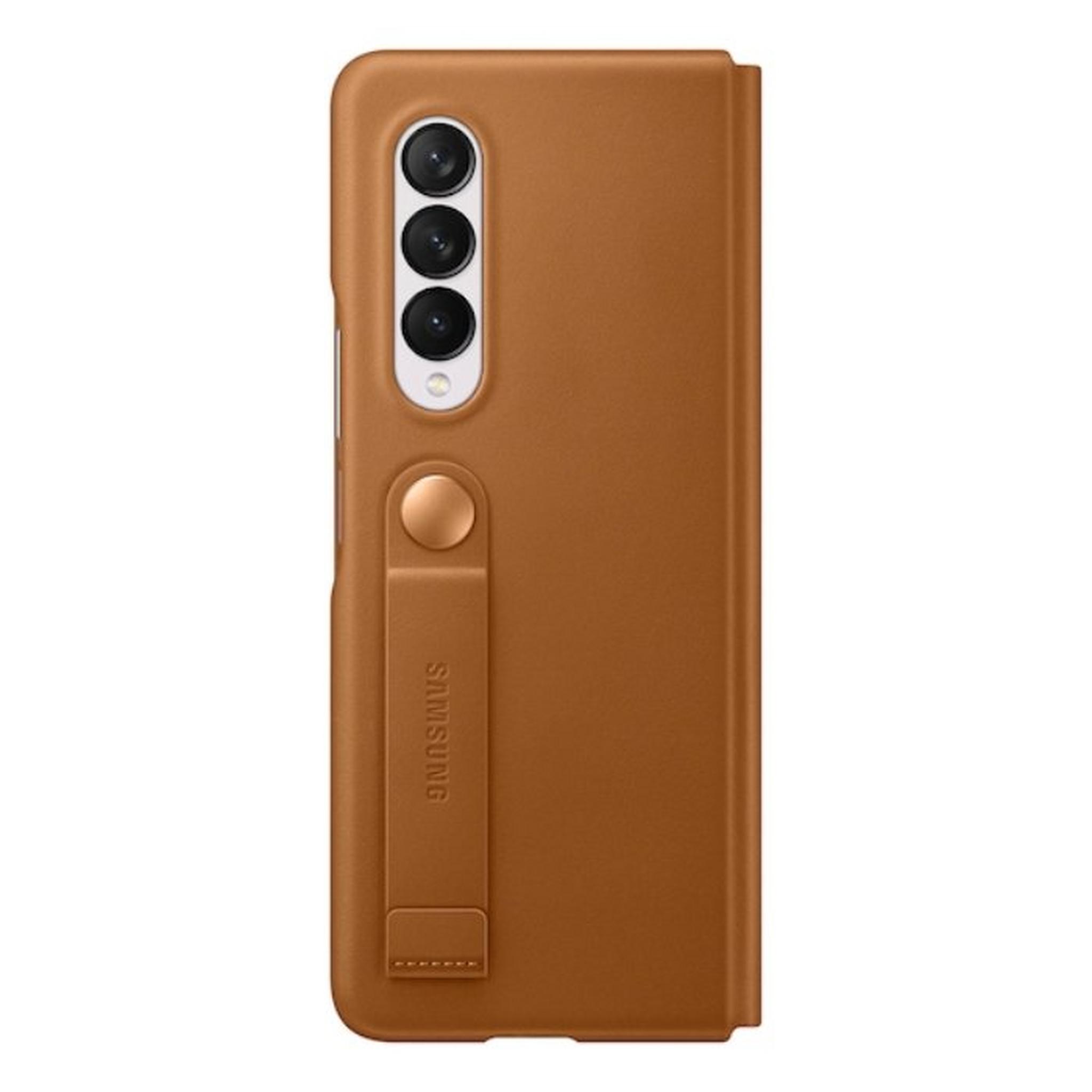 Samsung Galaxy Z Fold 3 5G Leather Flip Phone Case - Brown