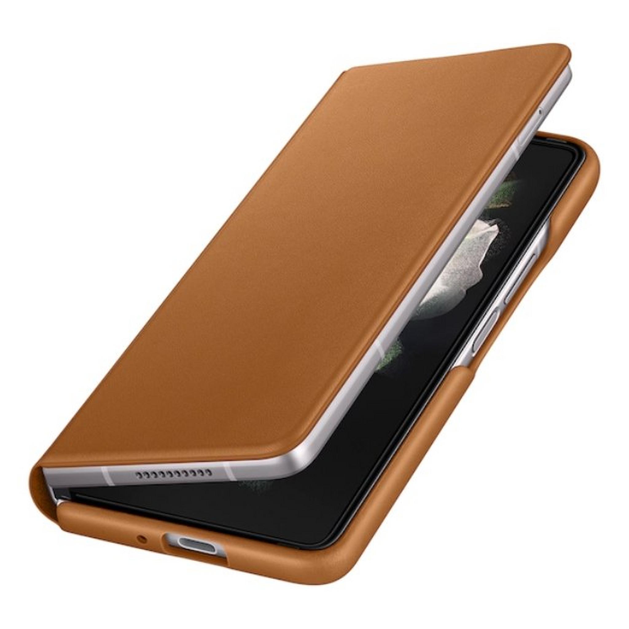 Samsung Galaxy Z Fold 3 5G Leather Flip Phone Case - Brown
