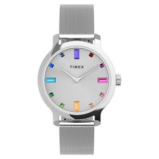 Buy Timex transcend watch for women, analog, 31mm, stainless steel mesh, tw2u92900 – silver in Kuwait