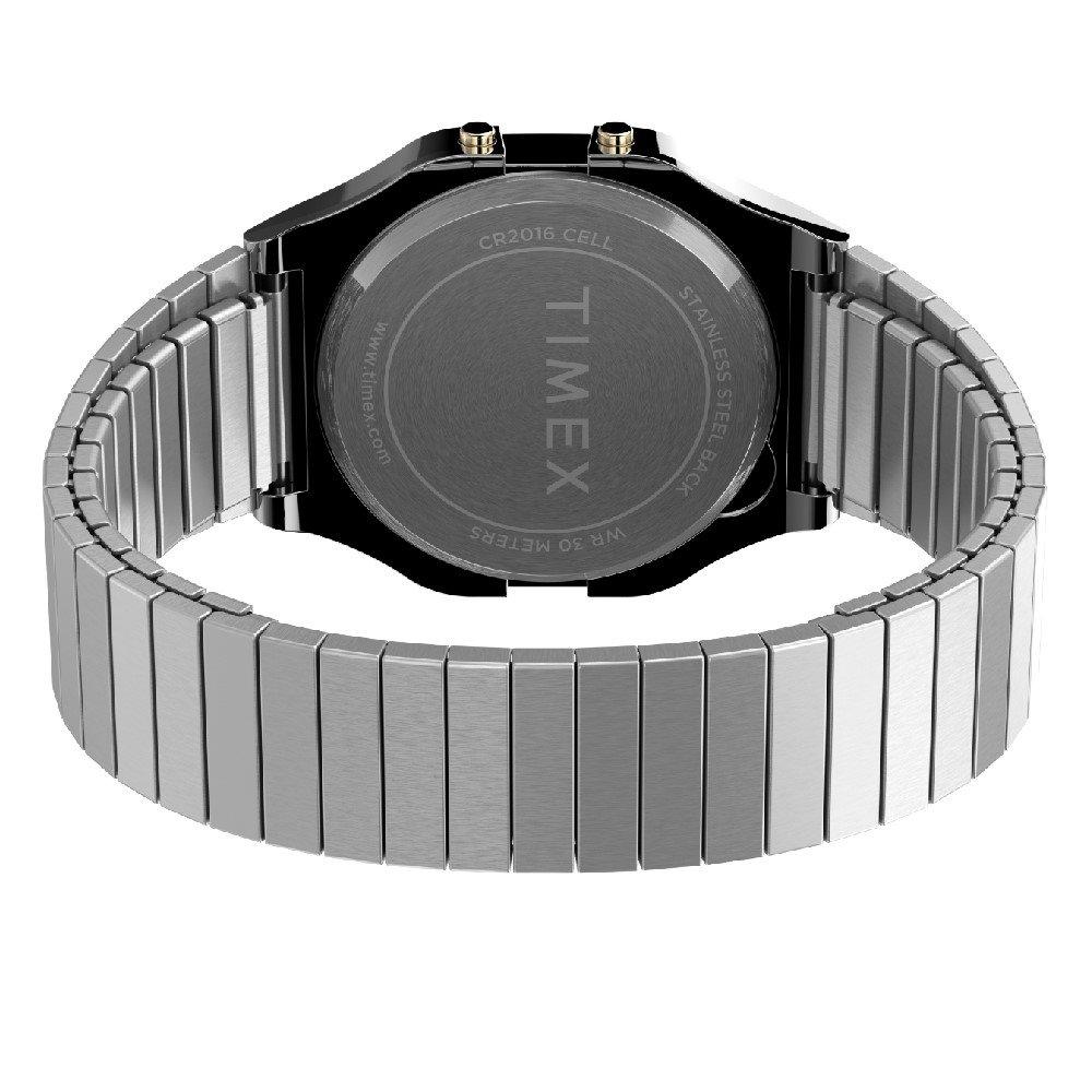TIMEX T80 Unisex Watch, Digital, 34mm, Stainless Steel Strap, TW2V19100  - Silver