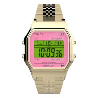 Buy Timex t80 unisex watch, digital, 34mm, stainless steel, tw2v19400 - gold in Kuwait