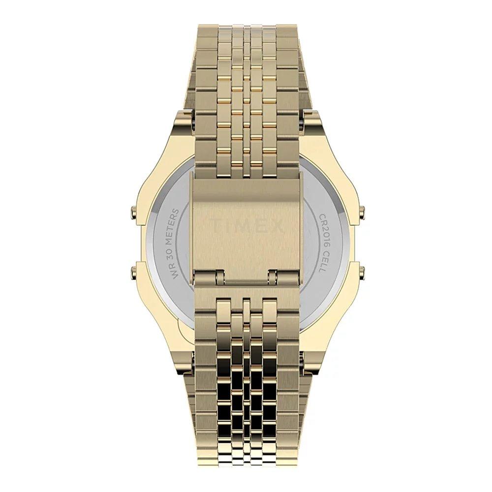 TIMEX T80 Unisex Watch, Digital, 34mm, Stainless Steel Strap, TW2V19500 – Gold