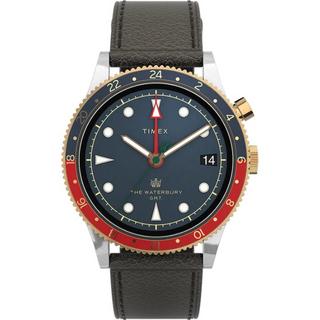 Buy Timex waterbury traditional gmt watch for men, analog, 39mm, leather strap, tw2u90500 –... in Kuwait