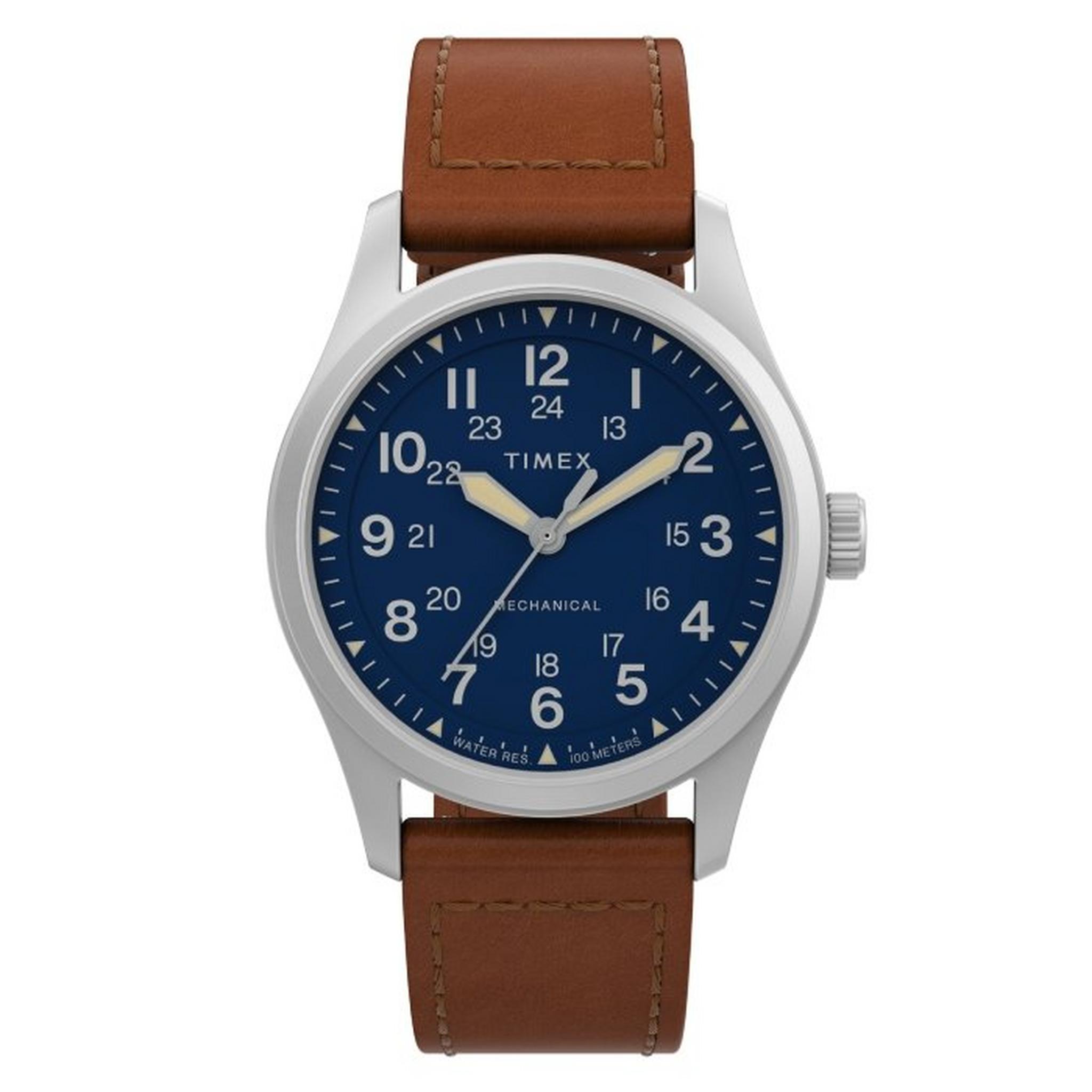 Timex 38mm Mechanical Men's Leather Strap Watch (TW2V00700)