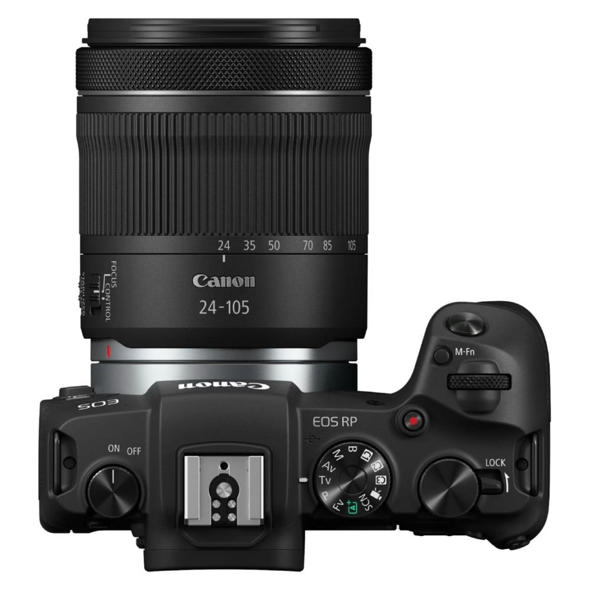كاميرا كانون EOS آرالرقمية بدون مرآة مع عدسة ٢٤-١٩٥ مم + موصل عدسة EU26 + عدسة آر اف 50 مم F1.8 STM + حزام الكاميرا