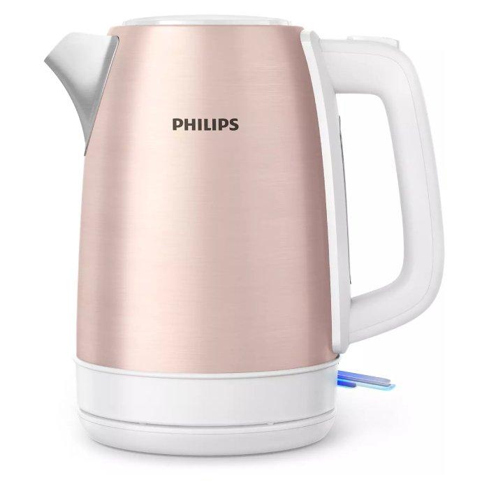 Philips Daily Metal Kettle (HD9350/96) 2200W, 1.7L, Rose gold and White
