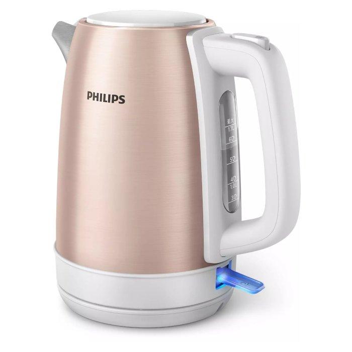 Philips Daily Metal Kettle (HD9350/96) 2200W, 1.7L, Rose gold and White