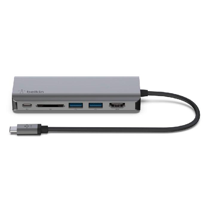 محول موزع متعدد المنافذ 6 في1 يو اس بي سي من بيلكن - فضي