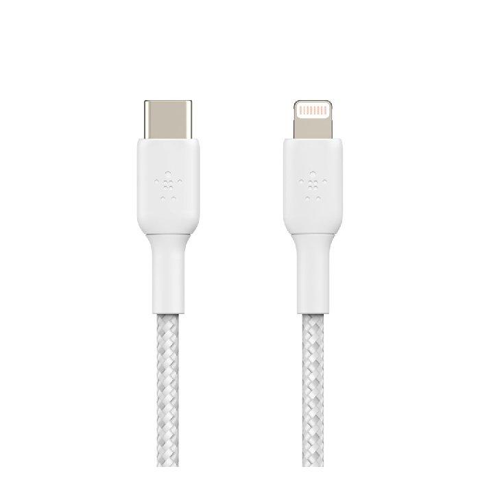 Belkin Braided Boost Charge USB-C to Lightning Cable 2M - White