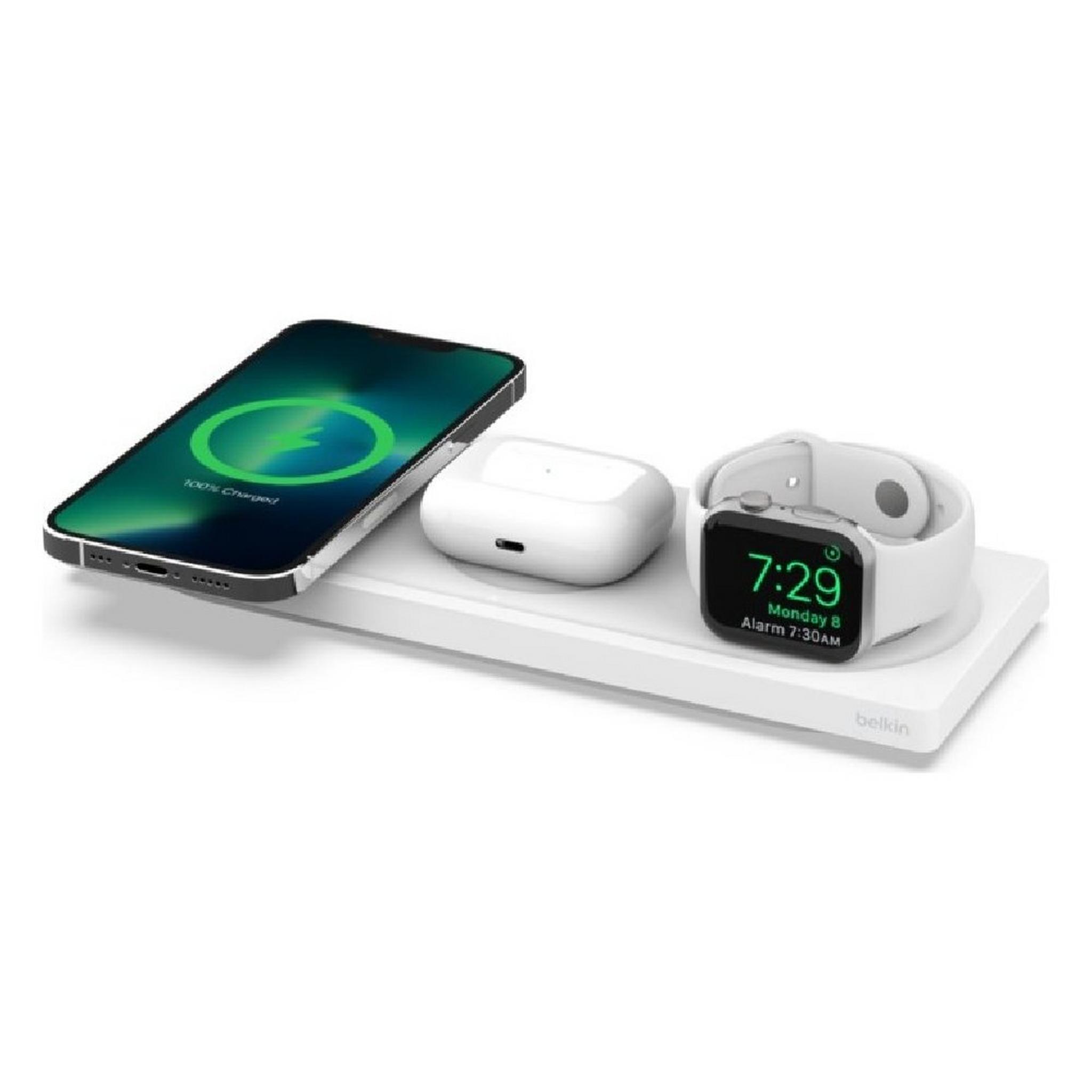 Belkin 3-in-1 Wireless Charging Pad with MagSafe - White